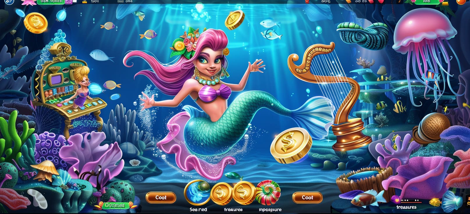Caça-níqueis de sereia online com tesouros do mar no k85 cassino